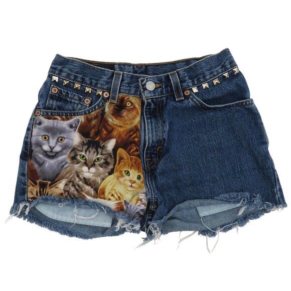 Levi's Pants - Levis Women SEE MEASUREMENTS Custom Pyramid Stud Cat Kittens Cut Off Jean Shorts